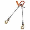 Hsi Two Leg Wire Rope Bridle Sling, 1-1/4 in dia, 26 ft Length, Eye Hook, 26 ton Capacity, Domestic 200EH1-1/4XD-26